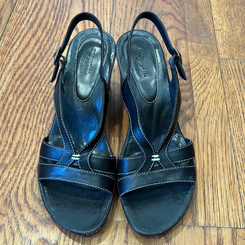 Easy Spirit Black Wedge Sandals - Size 9B